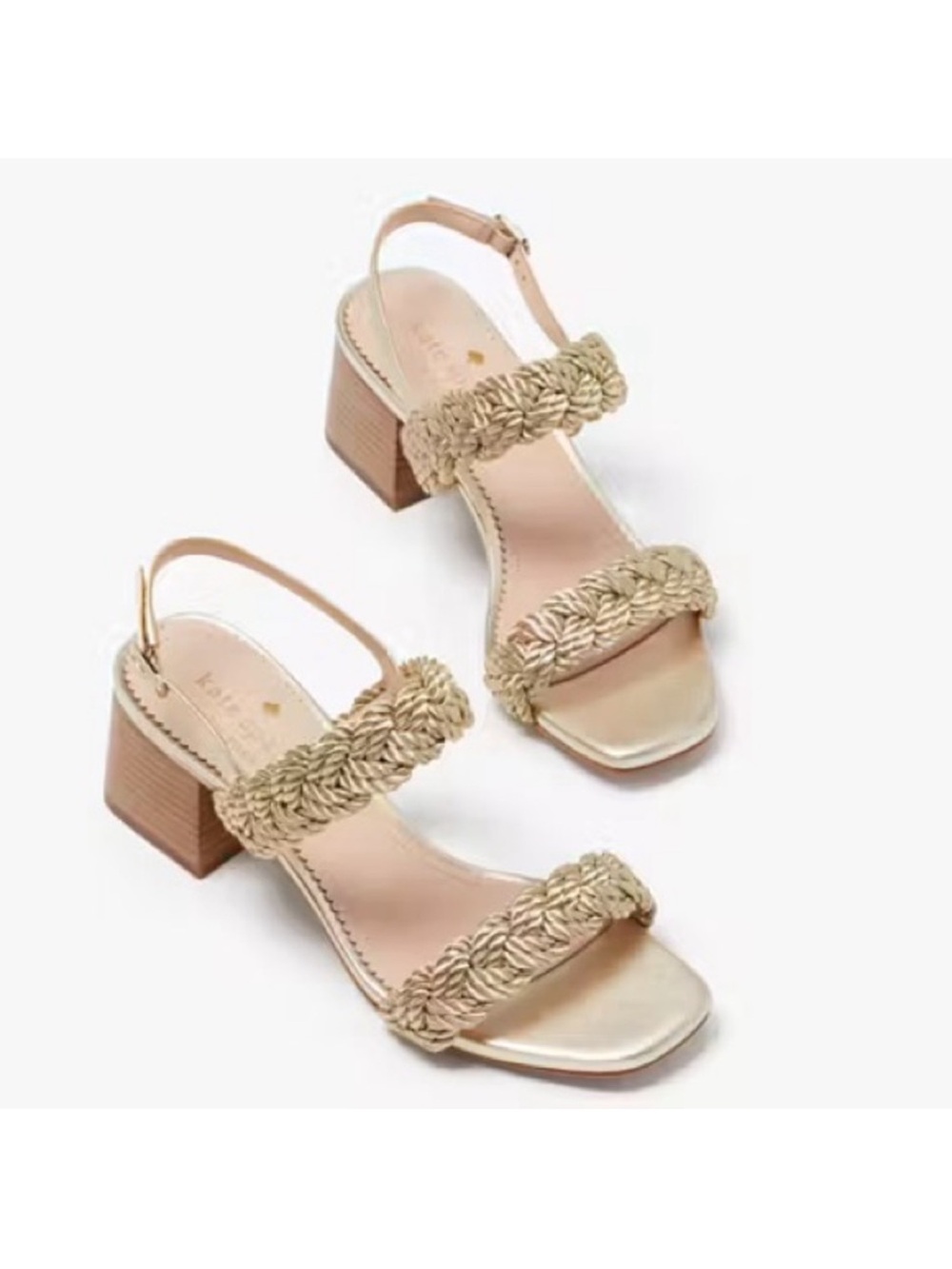 kate spade Valentina Mid Gold Braided-Strap Sandals